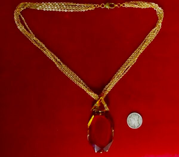 Antique Deco Yellow Paste Pendant Necklace/Brooch - Image 2
