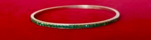 Antique Deco Sterling Silver & Green Paste Super Skinny Bangle Bracelet