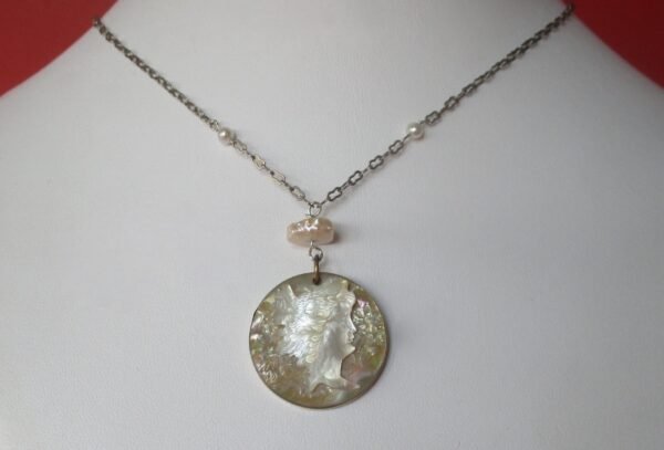 Antique Mother-of-Pearl Cameo Necklace/Wedding