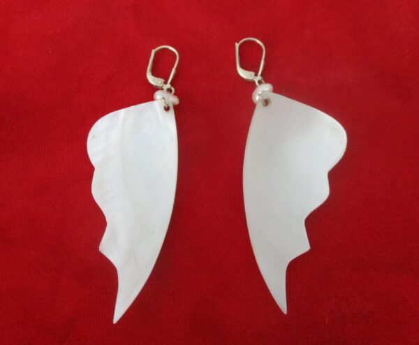 Pair of Vintage 3-Inch  Sterling Silver & Mother-of-Pearl Summer/Wedding Earrings - Image 5