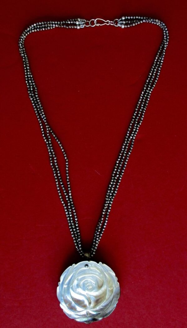 Antique Reversible Mother-of-Pearl & Cut Steel Pendant/Necklace/Wedding - Image 5