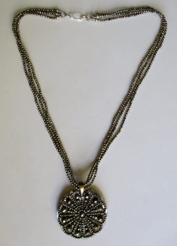 Antique Reversible Mother-of-Pearl & Cut Steel Pendant/Necklace/Wedding - Image 7