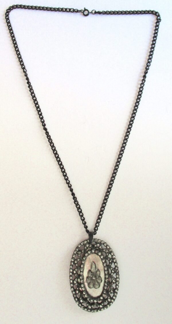 Antique Marcasite & Mother-of-Pearl Pendant Necklace/Wedding - Image 3