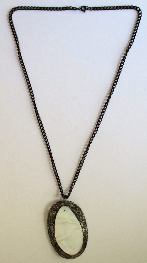 Antique Marcasite & Mother-of-Pearl Pendant Necklace/Wedding - Image 5