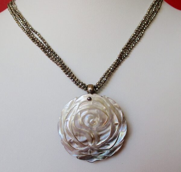 Antique Reversible Mother-of-Pearl & Cut Steel Pendant/Necklace/Wedding - Image 3