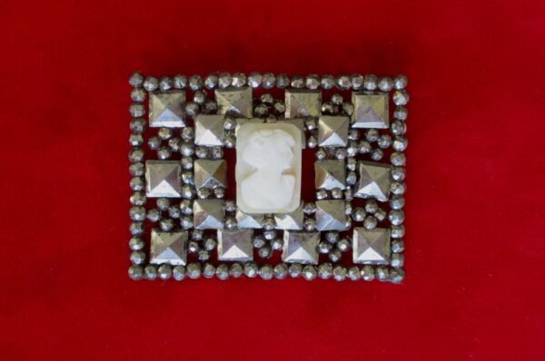 Antique Cut Steel Shell  Cameo Pin/Brooch - Image 2