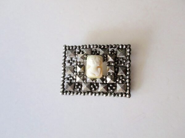Antique Cut Steel Shell  Cameo Pin/Brooch - Image 3