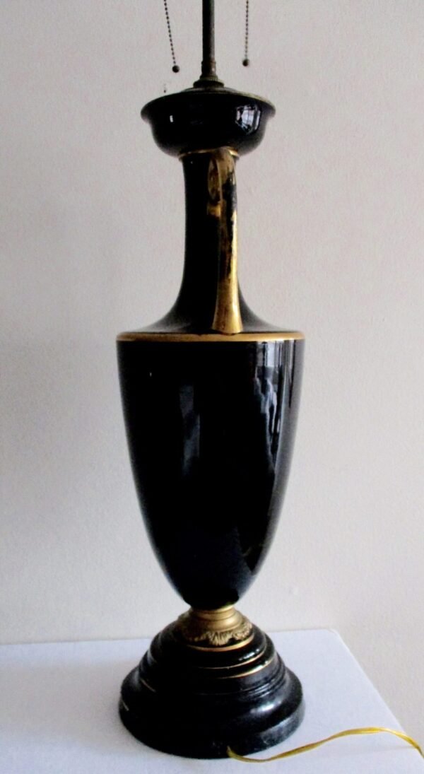 Antique  Tall Deco  Palace Lamp of Amethyst (Black) Glass - Image 5