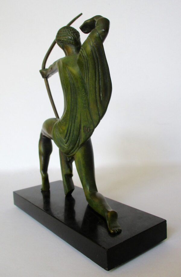 Michel Decoux (1837-1924)   "Hunter With Bow Chasing Two Deer"     -     Two Part Bronze sculpture/antique bronze - Image 5