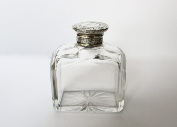Antique & Hallmarked  Glass Perfume Bottle With Sterling Silver Top With Original Stopper - Image 2
