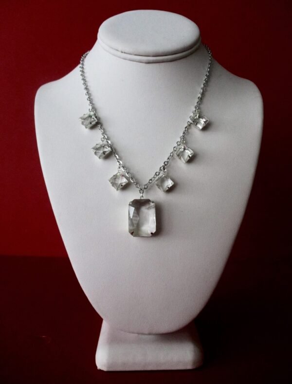 Jewelry Set:   Vintage Crystal Necklace With Matching Earrings/Boho/Wedding - Image 2