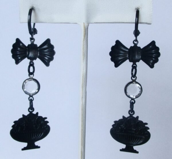 Pair of Black Victorian-Inspired bronze and Crystal Earrings/Boho/Hippie/Gothic/Steampunk - Image 5