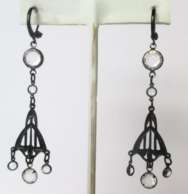 Pair of Vintage Black Victorian-Style Crystal Earrings/Boho/Hippie/Steampunk/Gothic - Image 5
