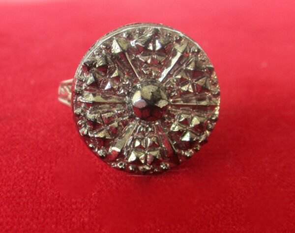 Vintage Adjustable Silver Tone Ring With Antique Bead - Image 4