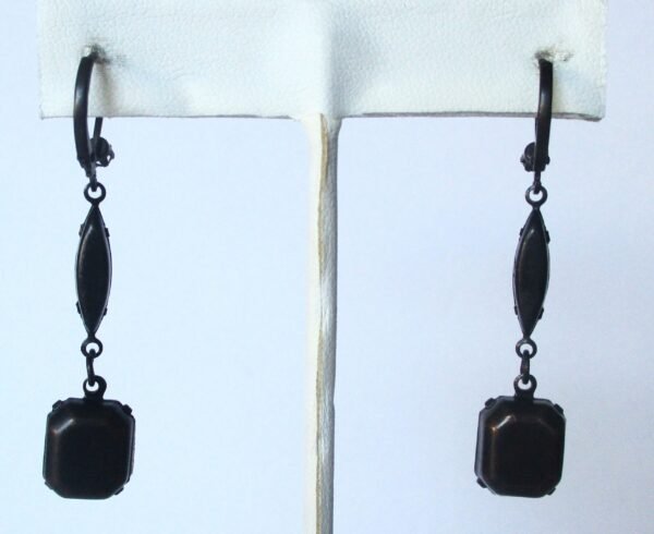 Pair of Vintage Classic 2-Inch Clear Crystal Earrings - Image 5