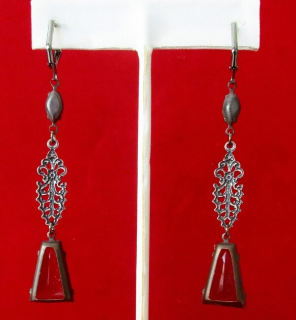 Vintage Boho "Black Diamond" Crystal  3-Inch Earrings/Hippie - Image 6