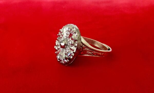 Vintage Adjustable Silver Tone Ring With Antique Bead