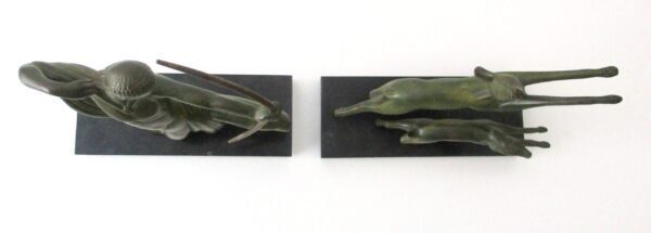 Michel Decoux (1837-1924)   "Hunter With Bow Chasing Two Deer"     -     Two Part Bronze sculpture/antique bronze - Image 7