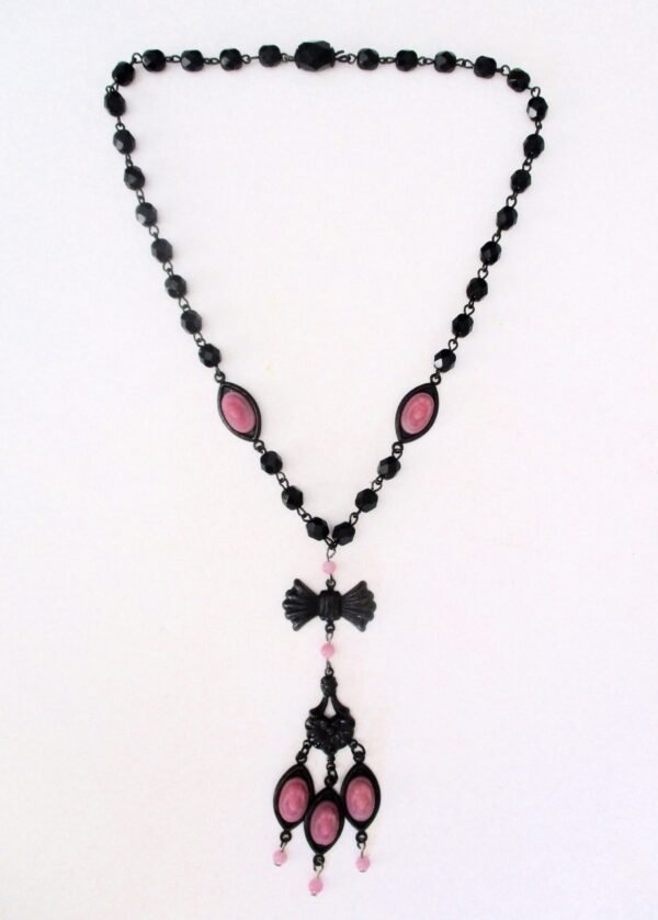 Vintage Jewelry Set: Victorian-Style Runway Choker/Necklace With Matching 3 1/4-Inch Cameo  Earrings/Boho/Steampunk - Image 3