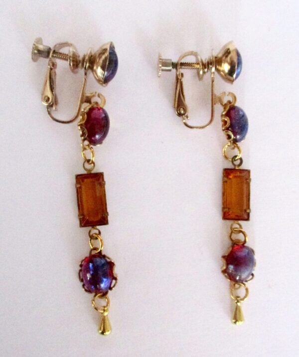 Pair of Vintage Screw Back Crystal Earrings - Image 3