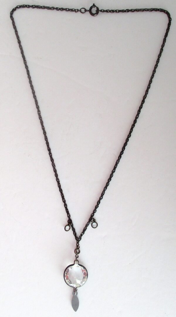 Vintage  Art-Deco Faceted Crystal & Black Metal Necklace/Shabby Chic/Boho - Image 3