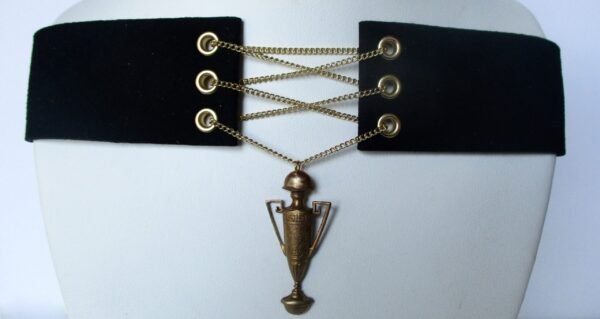 Corset Choker Necklace  With Antique Brass Amphora  Pendant - Image 4