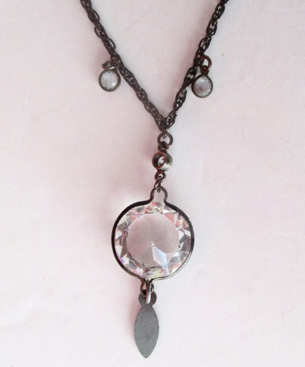 Vintage  Art-Deco Faceted Crystal & Black Metal Necklace/Shabby Chic/Boho - Image 2