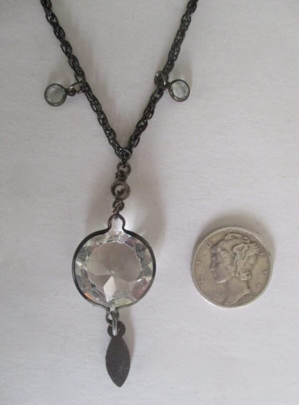 Vintage  Art-Deco Faceted Crystal & Black Metal Necklace/Shabby Chic/Boho - Image 5