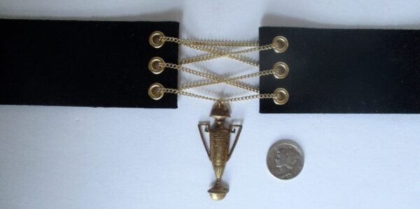 Corset Choker Necklace  With Antique Brass Amphora  Pendant - Image 3