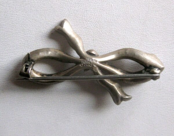 Antique Sterling Silver & Paste Bow  Pin - Image 3