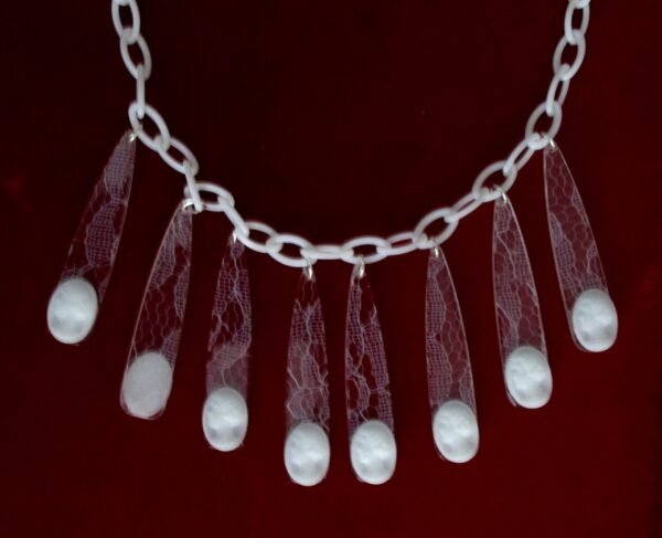 Vintage Lucite Pendant Necklace/Boho/Shabby Chic/Wedding/ Summer Jewelry - Image 3