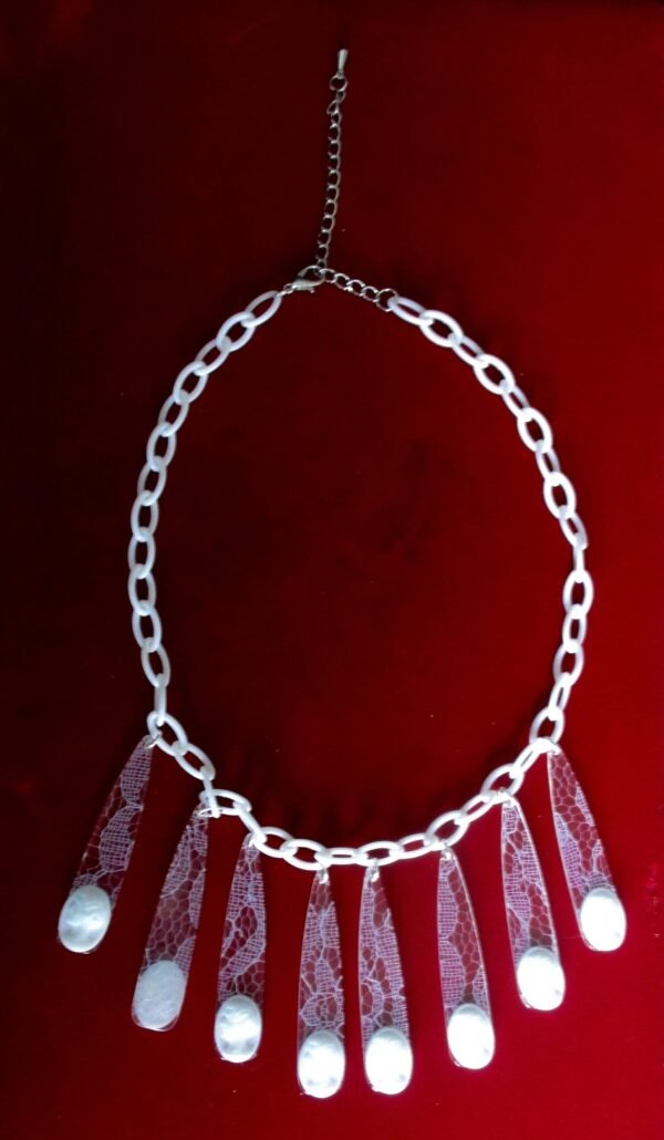 Vintage Lucite Pendant Necklace/Boho/Shabby Chic/Wedding/ Summer Jewelry - Image 5