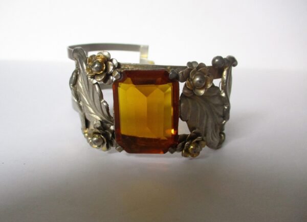 Vintage Bangle With Large Crystal Topaz/Boho/Shabby Chic - Image 3