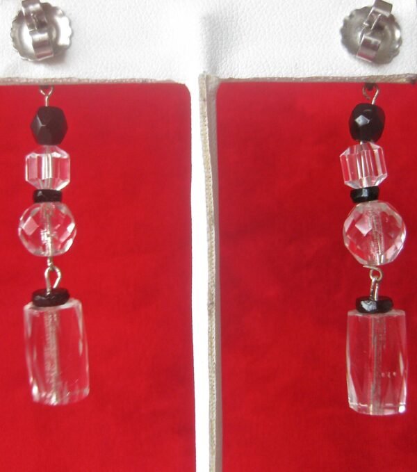 Pair of French Jet & Czechoslovakian Crystal Earrings - Image 2