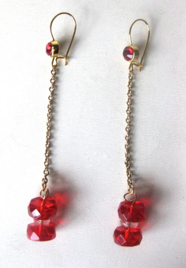 Pair of Art-Deco Brass Briolette Earrings - Image 2