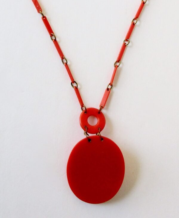 Antique Orange Celluloid Cameo Necklace/Boho/Hippie/Shabby Chic - Image 8