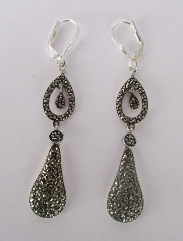 Pair of Vintage Sterling Silver & Marcasite Earrings/Boho/Hippie/Shabby Chic - Image 3