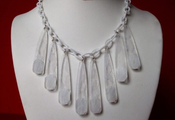 Vintage Lucite Pendant Necklace/Boho/Shabby Chic/Wedding/ Summer Jewelry - Image 2