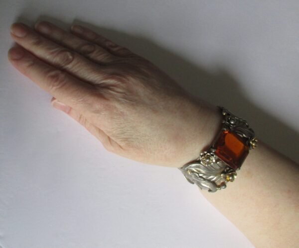 Vintage Bangle With Large Crystal Topaz/Boho/Shabby Chic - Image 4