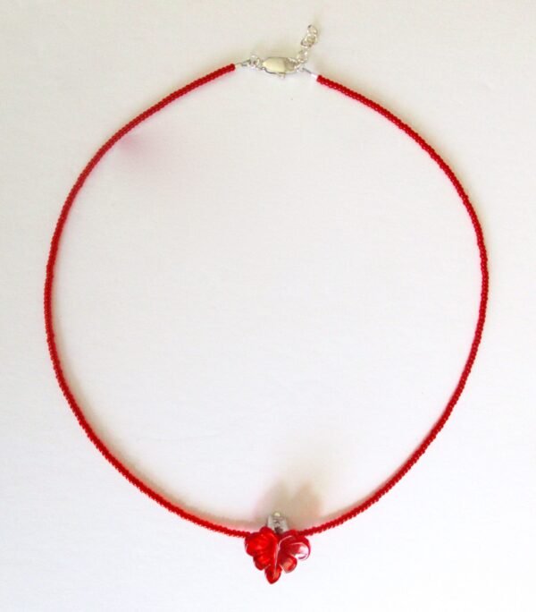 Vintage Red Crystal Leaf Clip-On Earrings With Matching Crystal  Choker Necklace/Boho/Hippie - Image 3