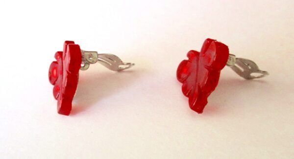 Vintage Red Crystal Leaf Clip-On Earrings With Matching Crystal  Choker Necklace/Boho/Hippie - Image 5