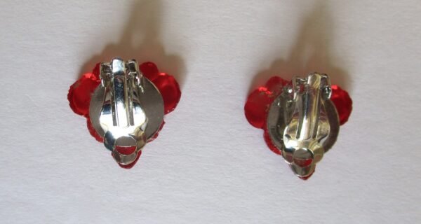Vintage Red Crystal Leaf Clip-On Earrings With Matching Crystal  Choker Necklace/Boho/Hippie - Image 6
