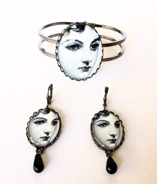 Vintage Jewelry Set:   Victorian Style Bracelet With Matching Earrings/Boho/Steampunk - Image 3