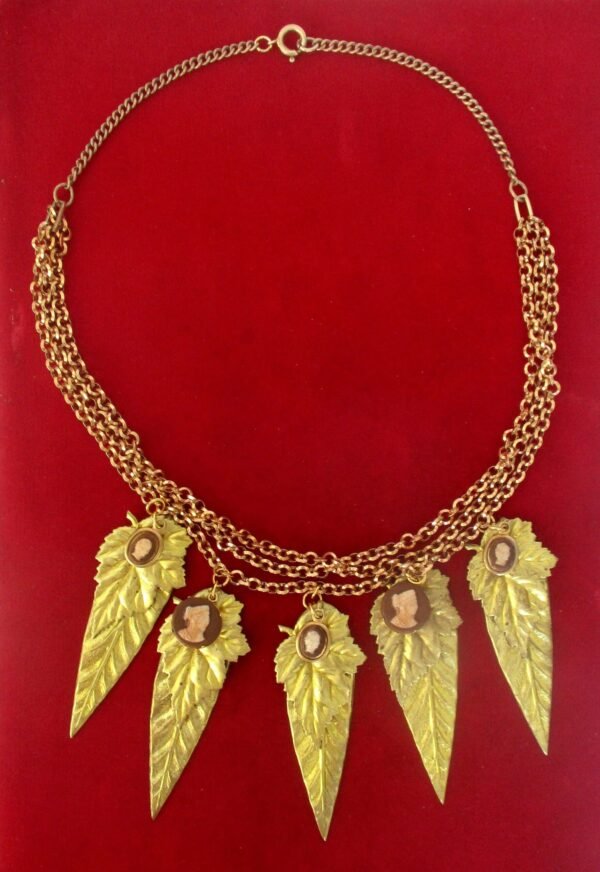 Vintage Jewelry Set:   Brass Necklace With Cameos and  Matching Earrings/Boho/Shabby Chic/Hippie - Image 2