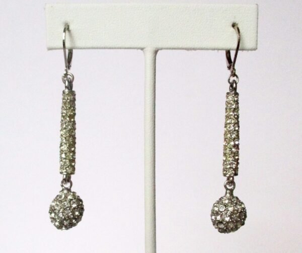 Pair of Disco Silver & Rhinestone Earrings/Boho/Shabby Chic - Image 2