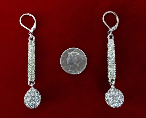 Pair of Disco Silver & Rhinestone Earrings/Boho/Shabby Chic - Image 4