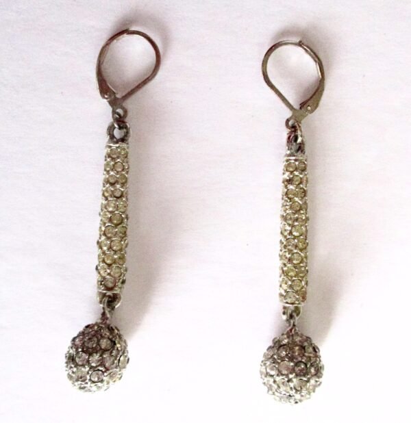 Pair of Disco Silver & Rhinestone Earrings/Boho/Shabby Chic - Image 5