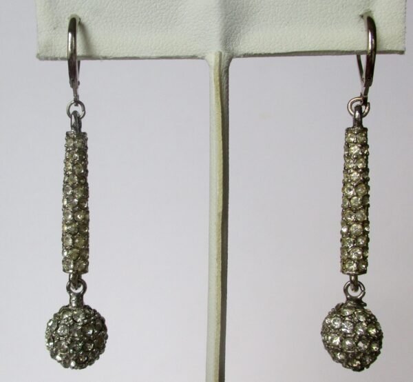 Pair of Disco Silver & Rhinestone Earrings/Boho/Shabby Chic - Image 6
