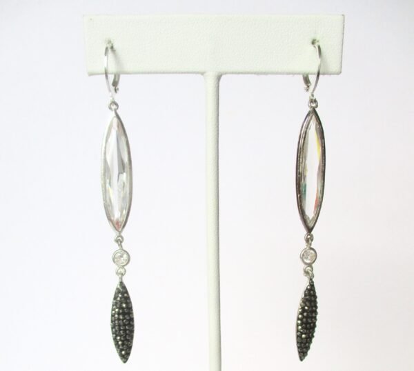 Pair of Vintage Crystal & Marcasite Earrings/Boho/Shabby Chic - Image 2