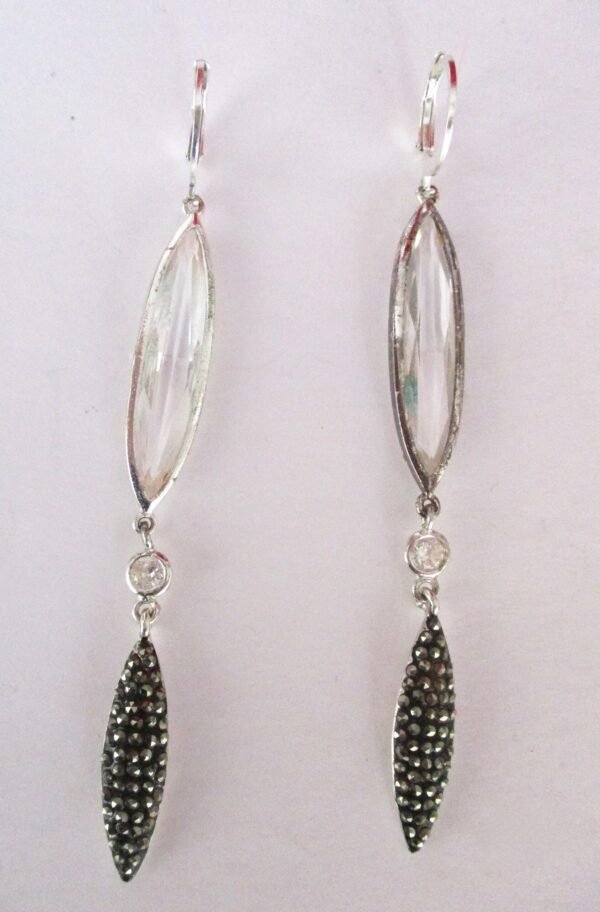 Pair of Vintage Crystal & Marcasite Earrings/Boho/Shabby Chic - Image 4